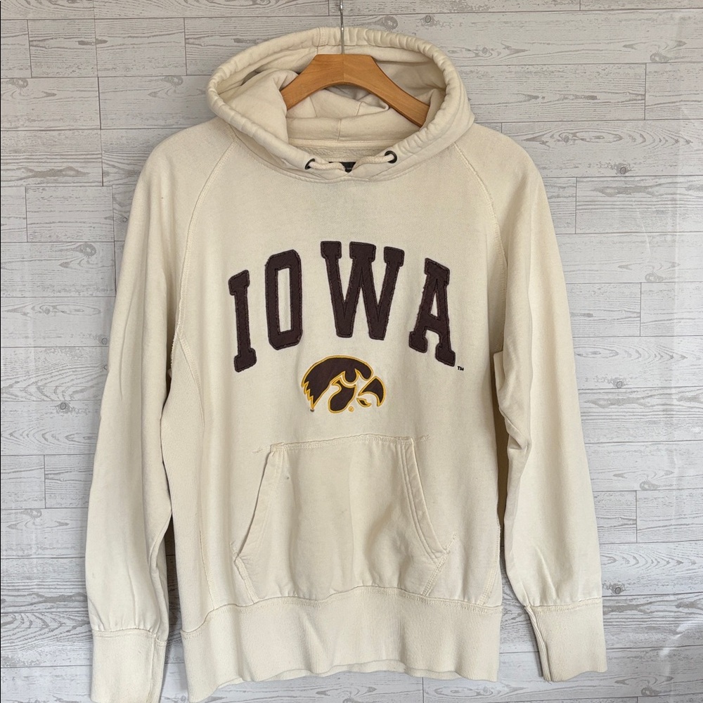 Vintage Iowa Sweatshirt Hawkeyes cream Colosseum Large Distressed Hoodie‎